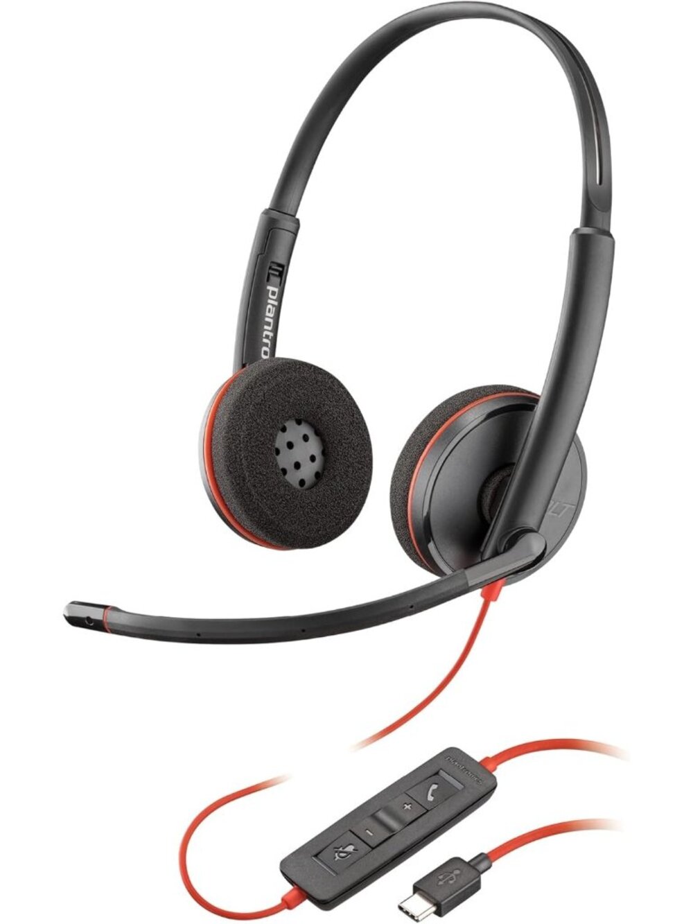 Poly Blackwire 3220 Wired Headset with Mic, Hi-Fi Stereo Sound, Noise-Canceling